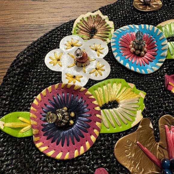 Vintage Y2K Tua Braccialini Collectors Shoulder Bag Vibrant Handbag Floral Pearl - Picture 6 of 16